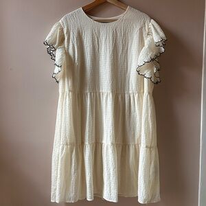 Who What Wear Gauzy Cream Dress with Ruffle Sleeves